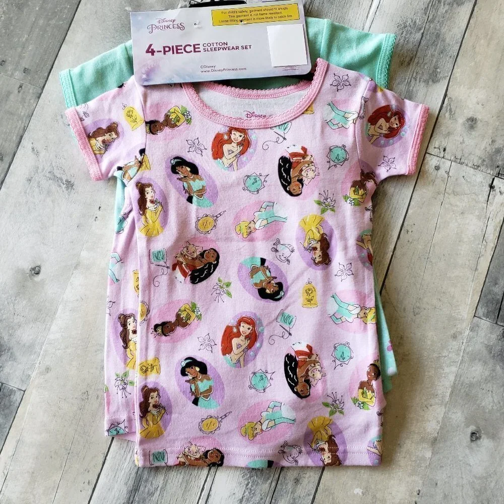 NWT - Disney Princess Kids' 4-piece Cotton Pajamas - Size 3T